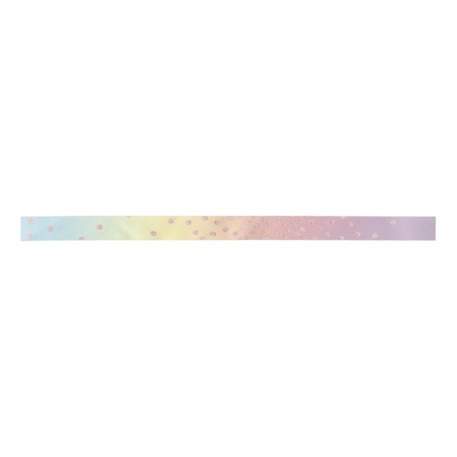 Elegant rose gold glitter confetti dots gradient satin ribbon (Front)