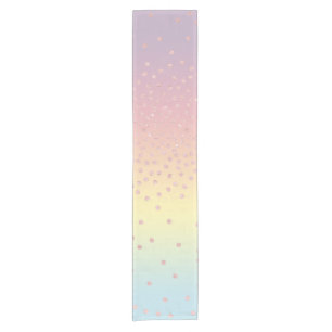 Elegant rose gold glitter confetti dots gradient short table runner