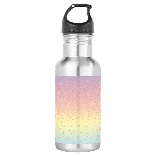 Elegant rose gold glitter confetti dots gradient stainless steel water bottle