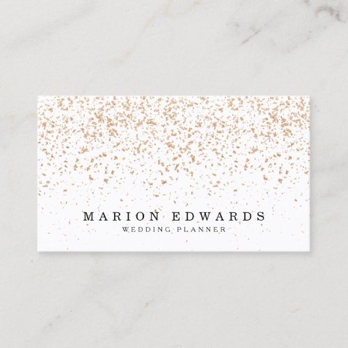 Elegant rose gold glitter confetti minimal white business card
