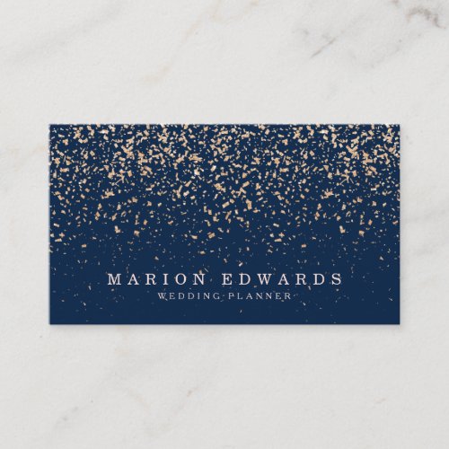 Elegant rose gold glitter confetti navy blue pink business card