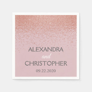 Elegant Rose Gold Glitter Confetti Wedding Napkins