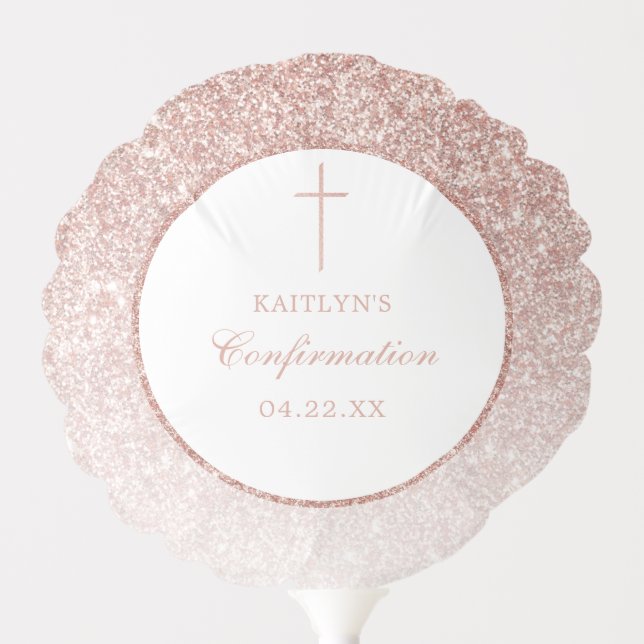Elegant Rose Gold Glitter Confirmation Or Baptism Balloon (Front)