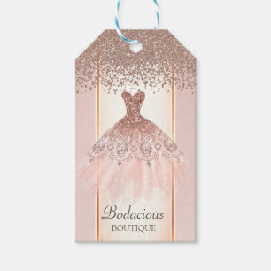 Elegant Rose Gold Glitter Diamonds Dress Gift Gift Tags