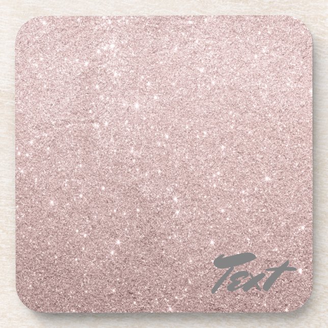 elegant rose gold glitter drink coaster (Front)