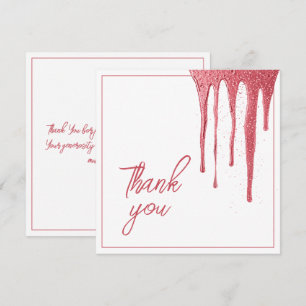 Elegant Rose Gold Glitter Drip Sweet 16 Birthday Thank You Card