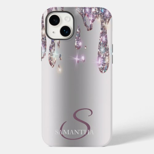 Elegant Rose Gold Glitter Drips  Case_Mate iPhone 14 Plus Case