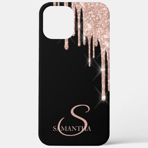 Elegant Rose Gold Glitter Drips iPhone 12 Pro Max Case