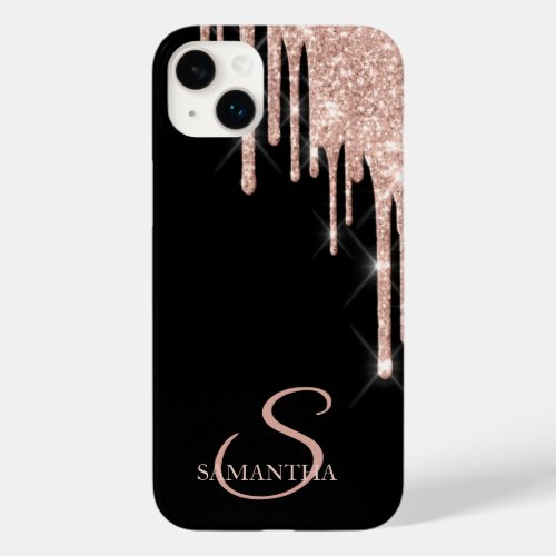 Elegant Rose Gold Glitter Drips Case_Mate iPhone 14 Plus Case
