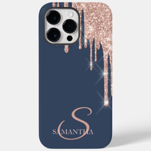 Elegant Rose Gold Glitter Drips  Case_Mate iPhone 14 Pro Max Case