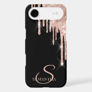 Elegant Rose Gold Glitter Drips iPhone 17 Air Case