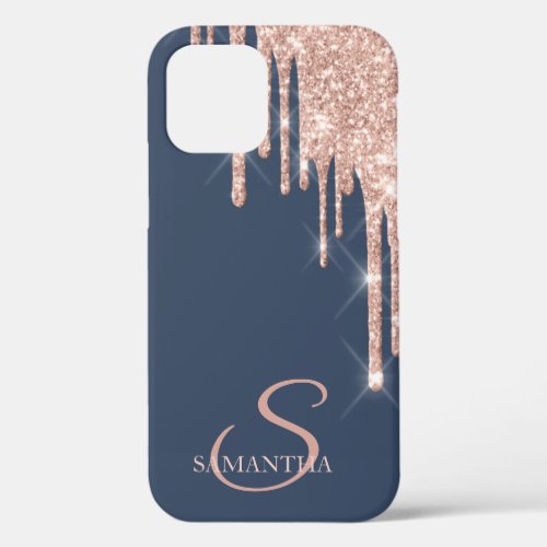 Elegant Rose Gold Glitter Drips Case_Mate iPhone iPhone 12 Pro Case