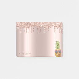 Elegant Rose Gold Glitter Drips Cool Pineapple Post-it Notes