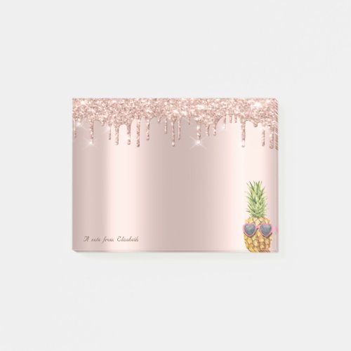 Elegant Rose Gold Glitter Drips Cool Pineapple Post_it Notes