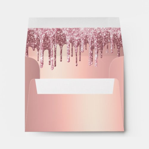 Elegant rose gold glitter drips envelope