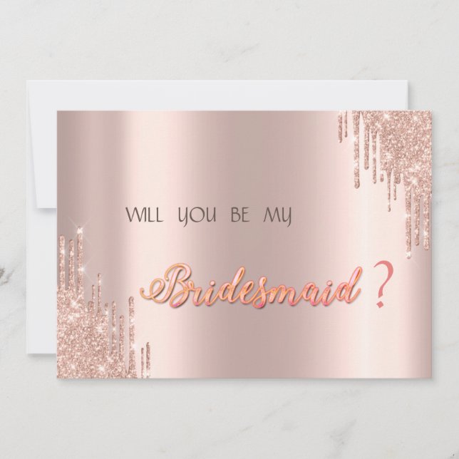 Elegant Rose Gold Glitter Drips Invitation (Front)