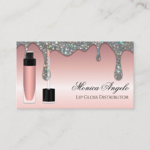 Elegant Rose Gold Glitter Drips Lip Gloss Themed Business Card