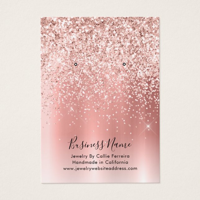Elegant Rose Gold Glitter Earring Display Card (Front)