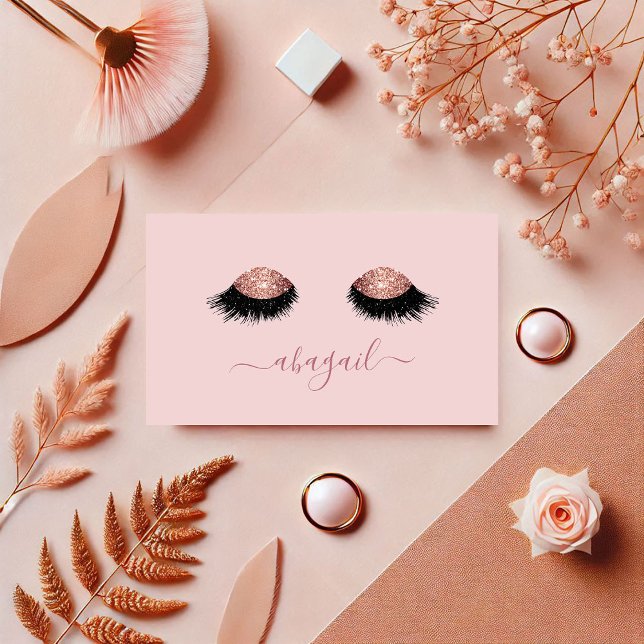 Elegant Rose Gold Glitter Eyelashes Makeup Artist Business Card (Elegant Rose Gold Glitter Eyelashes Makeup Artist Business Card)