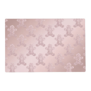 Elegant Rose Gold Glitter Gingerbread Man Pattern Placemat