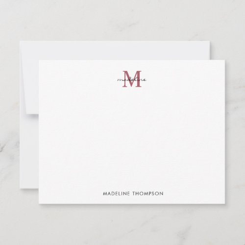 Elegant Rose Gold Glitter Girly Monogram Note Card