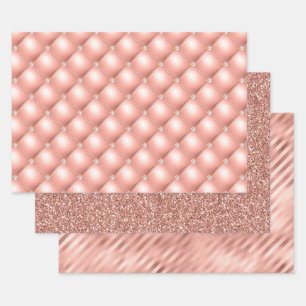 Elegant Rose Gold Glitter Glam Patterns Wrapping Paper Sheets