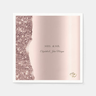Elegant Rose Gold Glitter Gold Rings Napkins