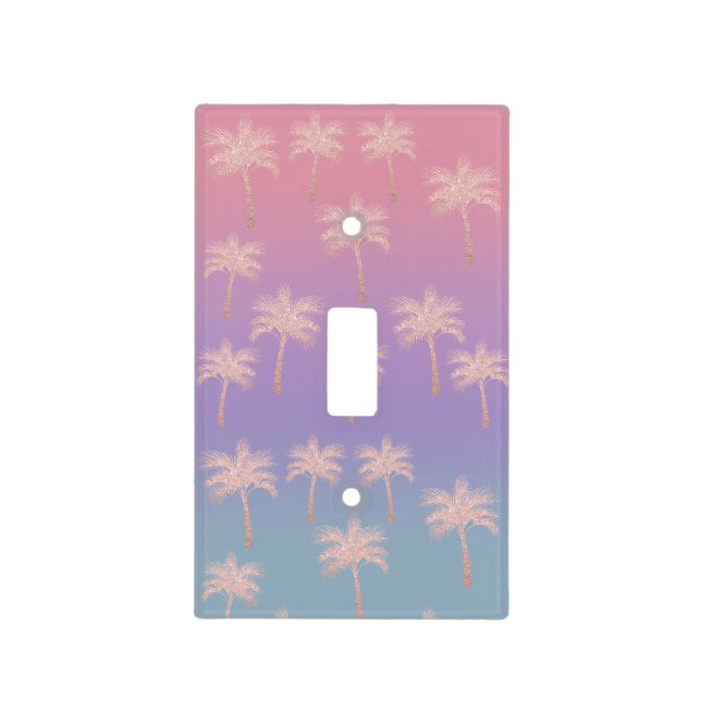 Elegant rose gold glitter gradient palm pattern light switch cover (Front)