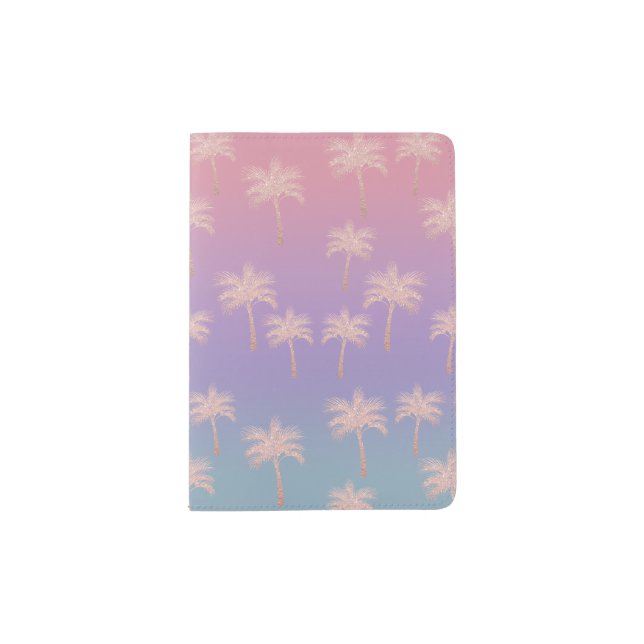 Elegant rose gold glitter gradient palm pattern passport holder (Front)