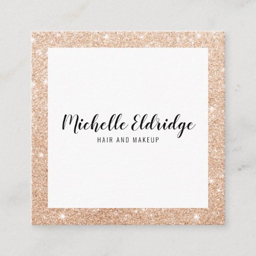 Elegant rose gold glitter hair makeup trendy white square business card