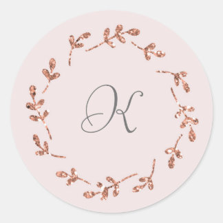 Elegant Rose Gold Glitter Initial Sticker