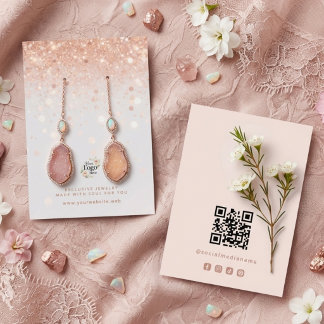 Elegant Rose Gold Glitter Jewelry Display TMF26 Business Card