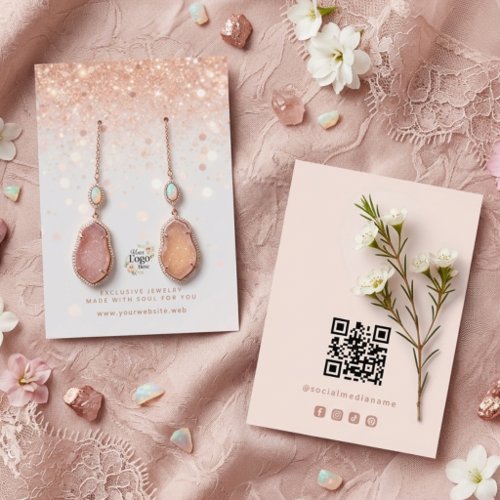 Elegant Rose Gold Glitter Jewelry Display TMF26 Business Card