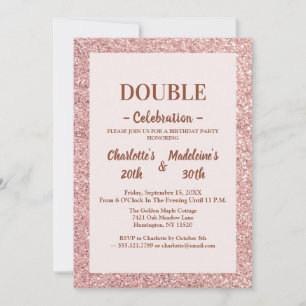 Elegant Rose Gold Glitter Joint Birthday Invitation