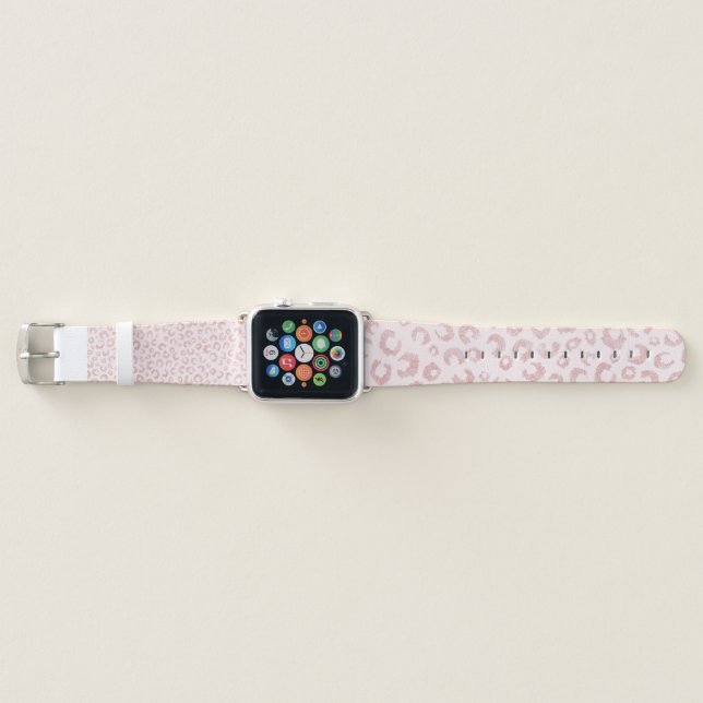 Elegant Rose Gold Glitter Leopard Pattern Apple Watch Band (Front)