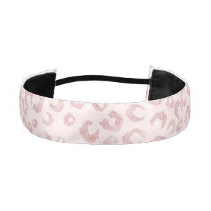 Elegant Rose Gold Glitter Leopard Pattern Athletic Headband