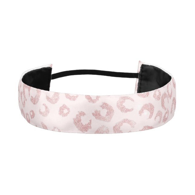 Elegant Rose Gold Glitter Leopard Pattern Athletic Headband (Front)