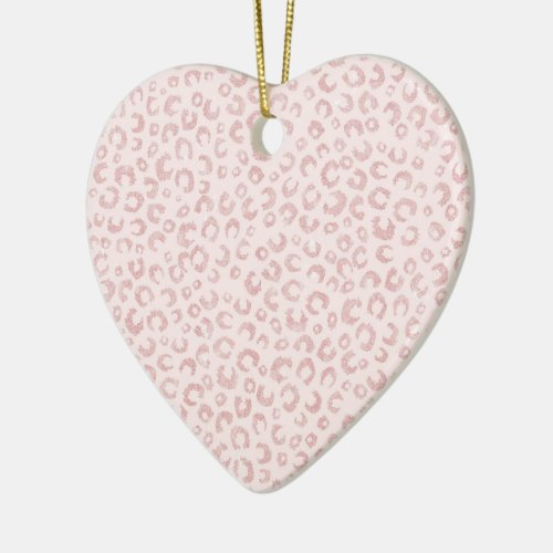 Elegant Rose Gold Glitter Leopard Pattern Ceramic Ornament