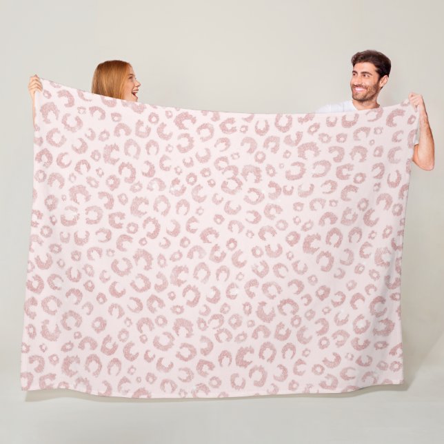 Elegant Rose Gold Glitter Leopard Pattern Fleece Blanket (In Situ)