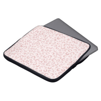 Elegant Rose Gold Glitter Leopard Pattern Laptop Sleeve