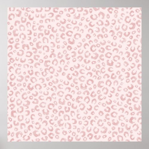 Elegant Rose Gold Glitter Leopard Pattern Poster