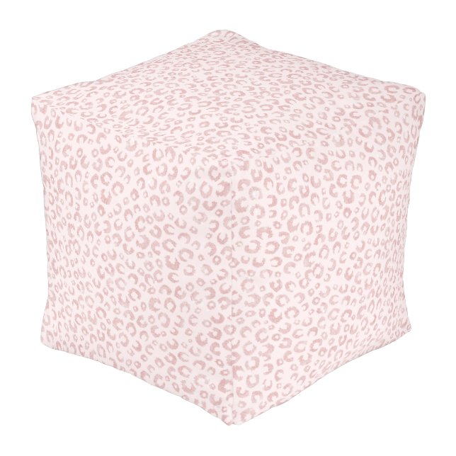 Elegant Rose Gold Glitter Leopard Pattern Pouf (Angled Front)
