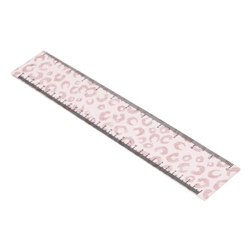 Elegant Rose Gold Glitter Leopard Pattern Ruler