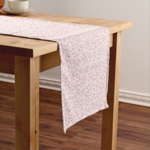 Elegant Rose Gold Glitter Leopard Pattern Short Table Runner