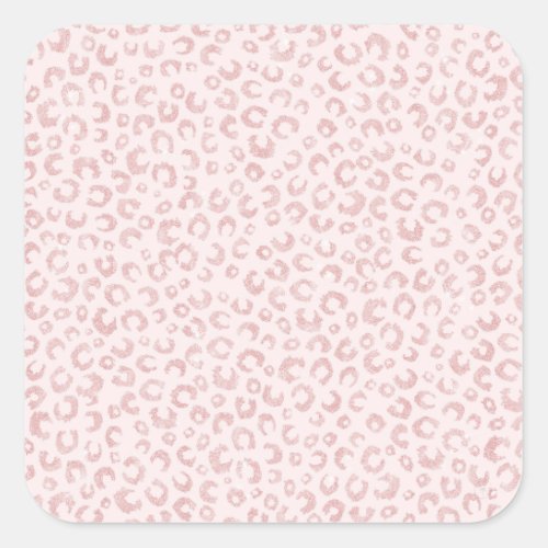 Elegant Rose Gold Glitter Leopard Pattern Square Sticker