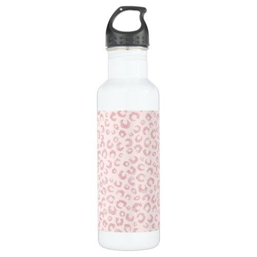 Elegant Rose Gold Glitter Leopard Pattern Stainless Steel Water Bottle