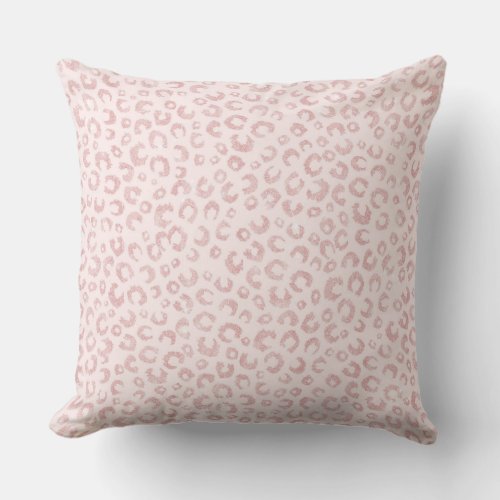 Elegant Rose Gold Glitter Leopard Pattern Throw Pillow