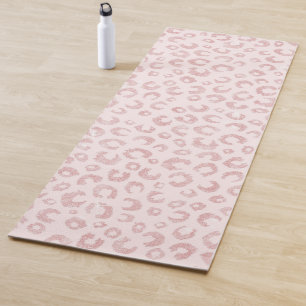 Elegant Rose Gold Glitter Leopard Pattern Yoga Mat
