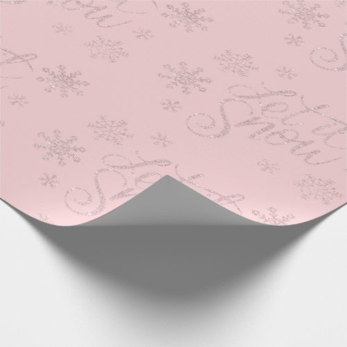 Elegant Rose Gold Glitter Let It Snow  Snowflakes Wrapping Paper