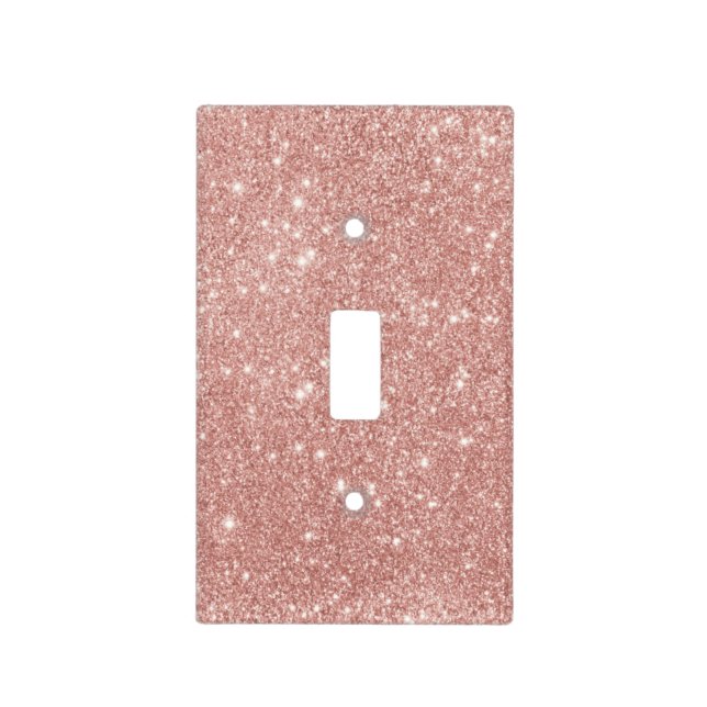 Elegant Rose Gold Glitter Light Switch Cover (Front)